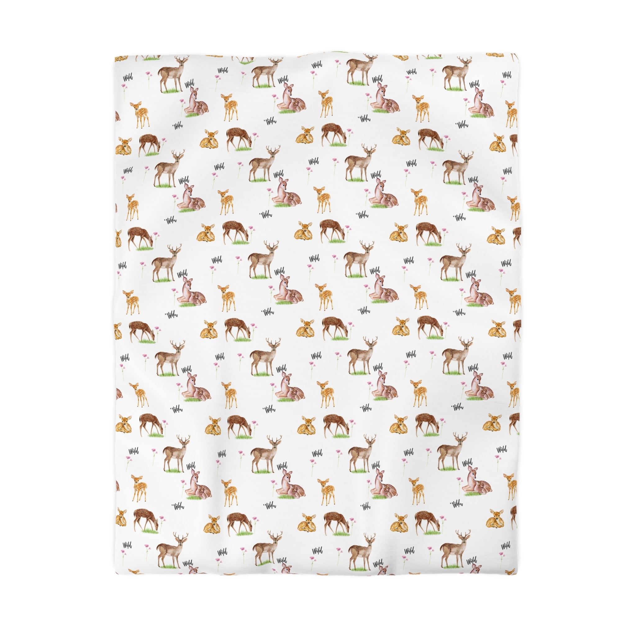Deer Friends Microfiber Duvet Cover — Whimsical Woodland Kids Bedding