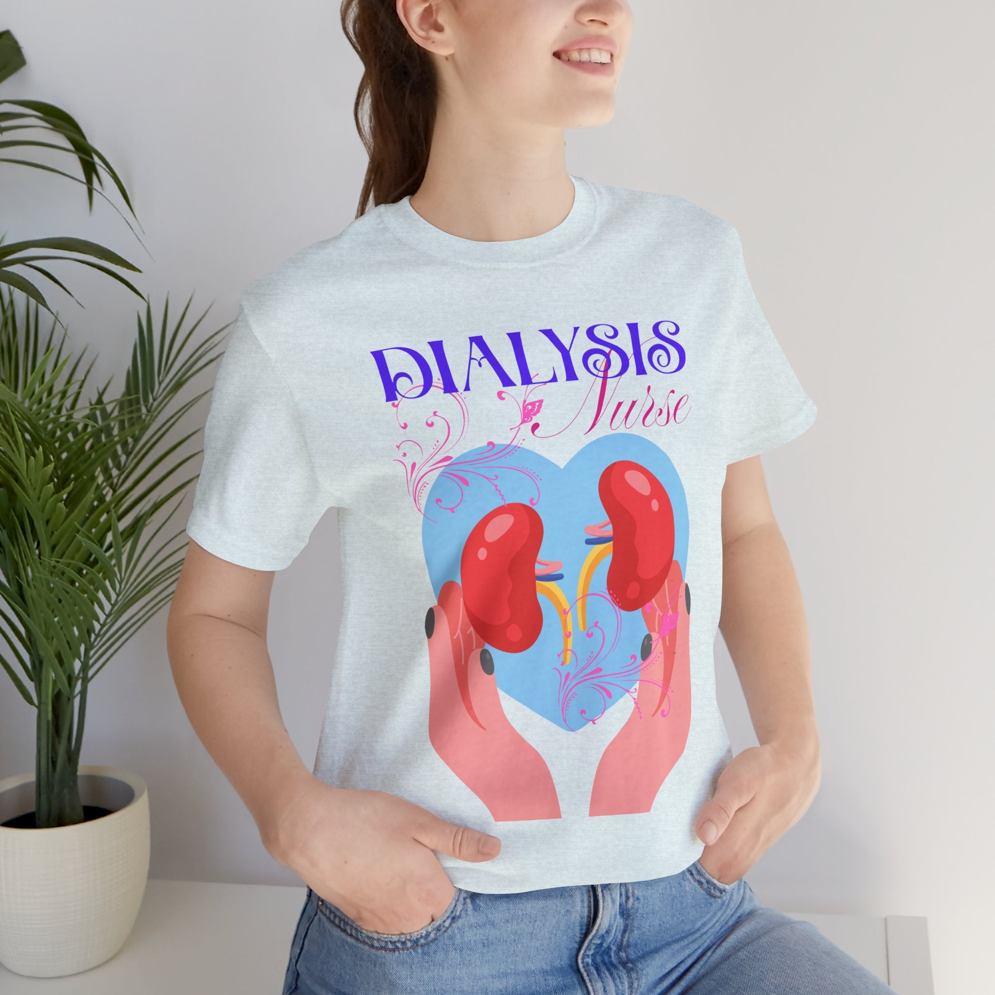 Dialysis Nurse T‑Shirt —Healthcare Gift Ideas Kidney Care Heart Graphic Tee