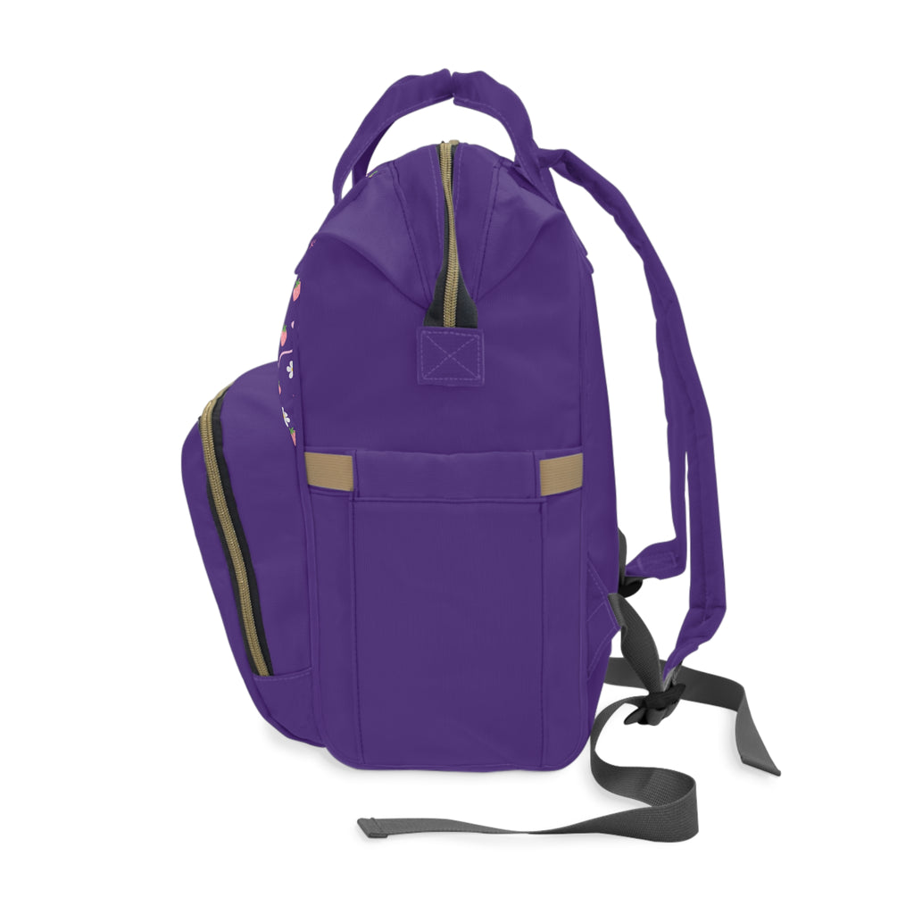 Purple Floral Diaper Backpack — Multifunctional Baby Changing Bag