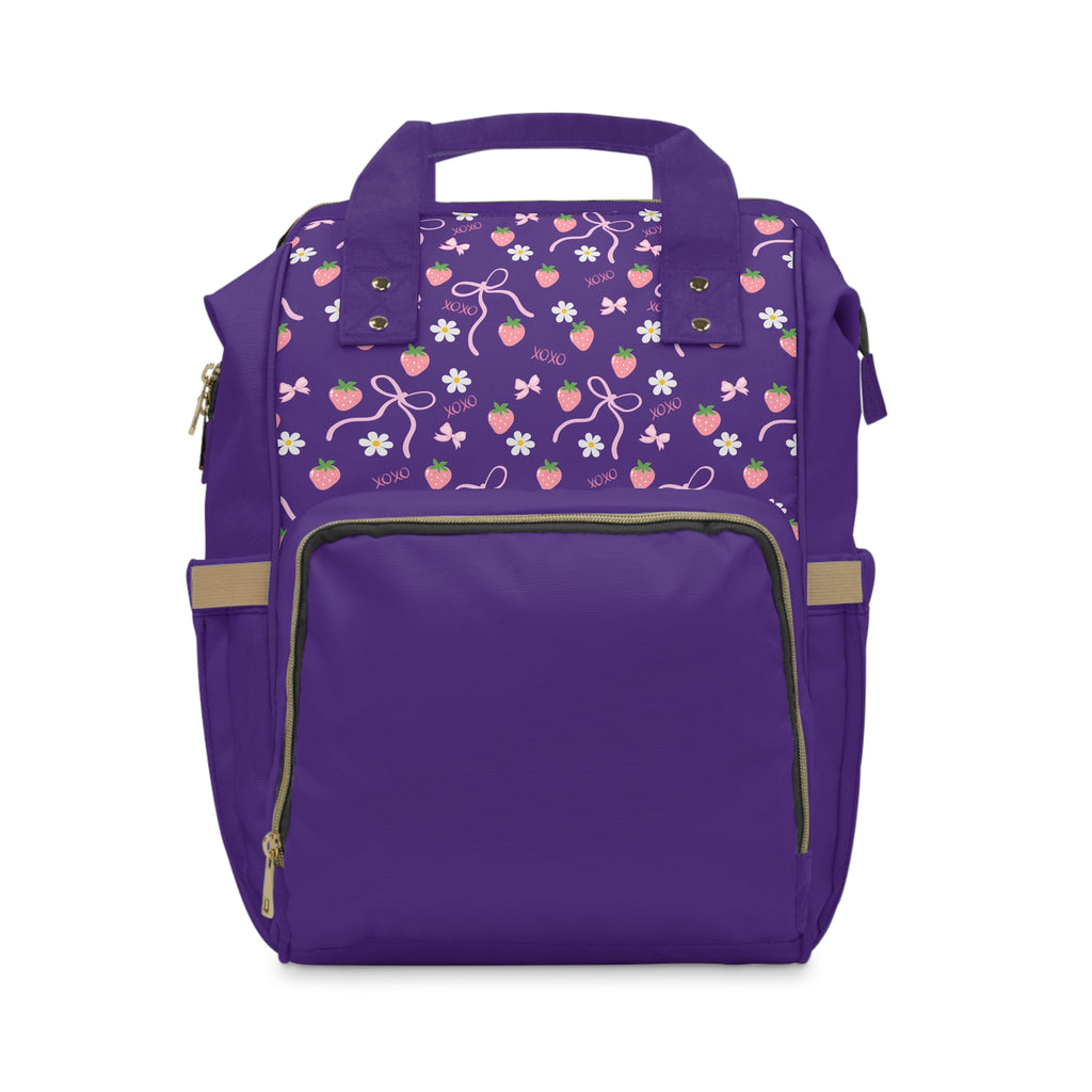 Purple Floral Diaper Backpack — Multifunctional Baby Changing Bag