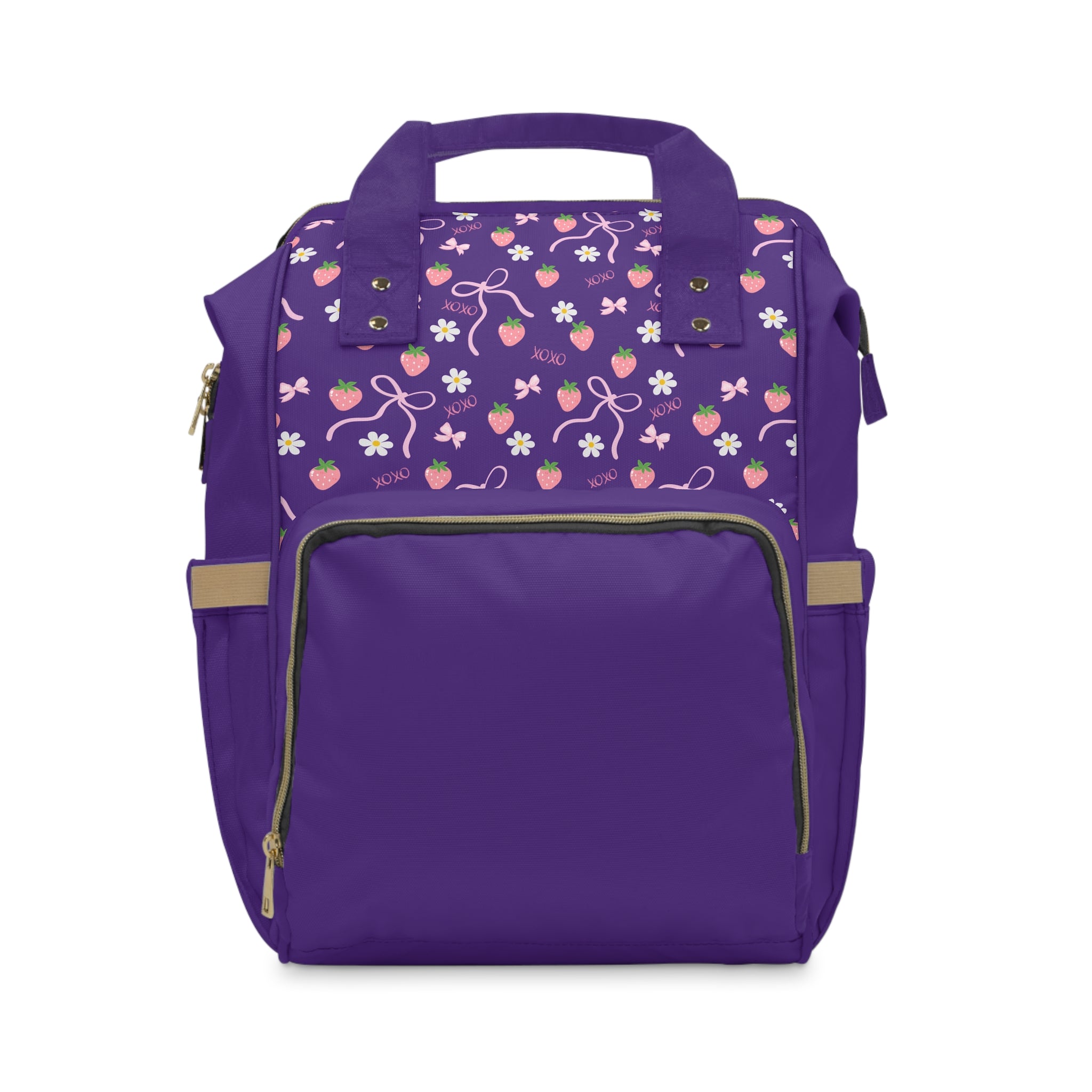 Purple Floral Diaper Backpack — Multifunctional Baby Changing Bag