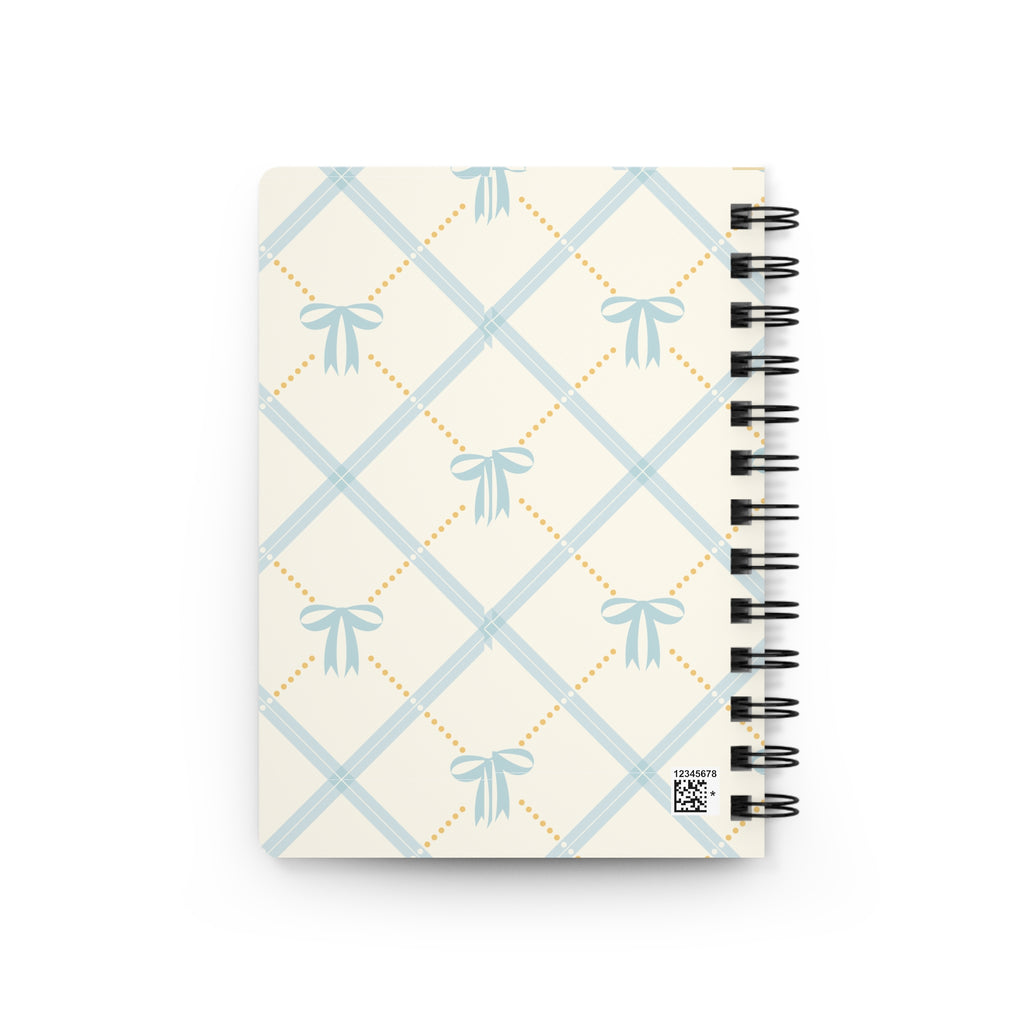 Spiral Journal — Pastel Blue Bow Plaid Notebook ("Journal")