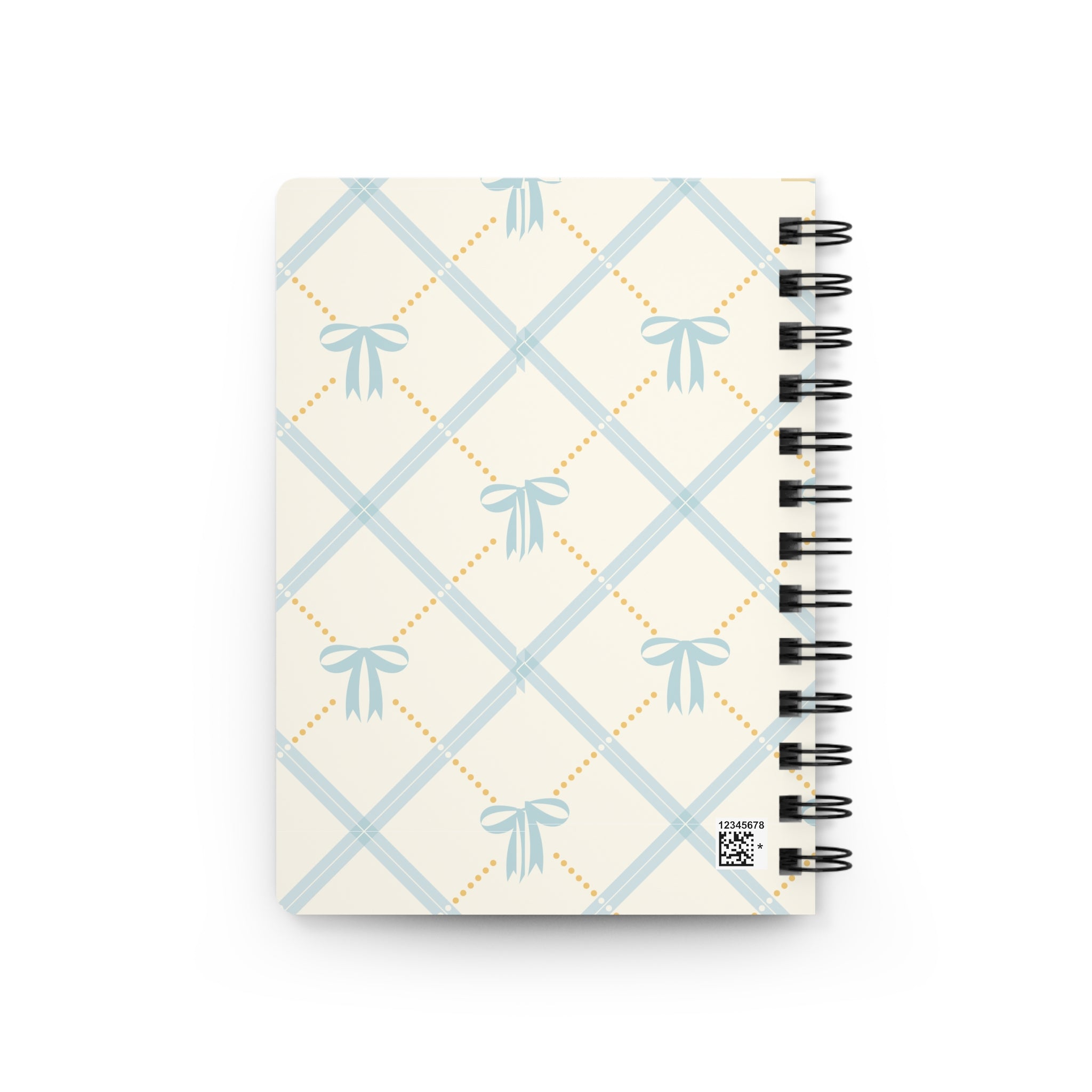 Spiral Journal — Pastel Blue Bow Plaid Notebook ("Journal")