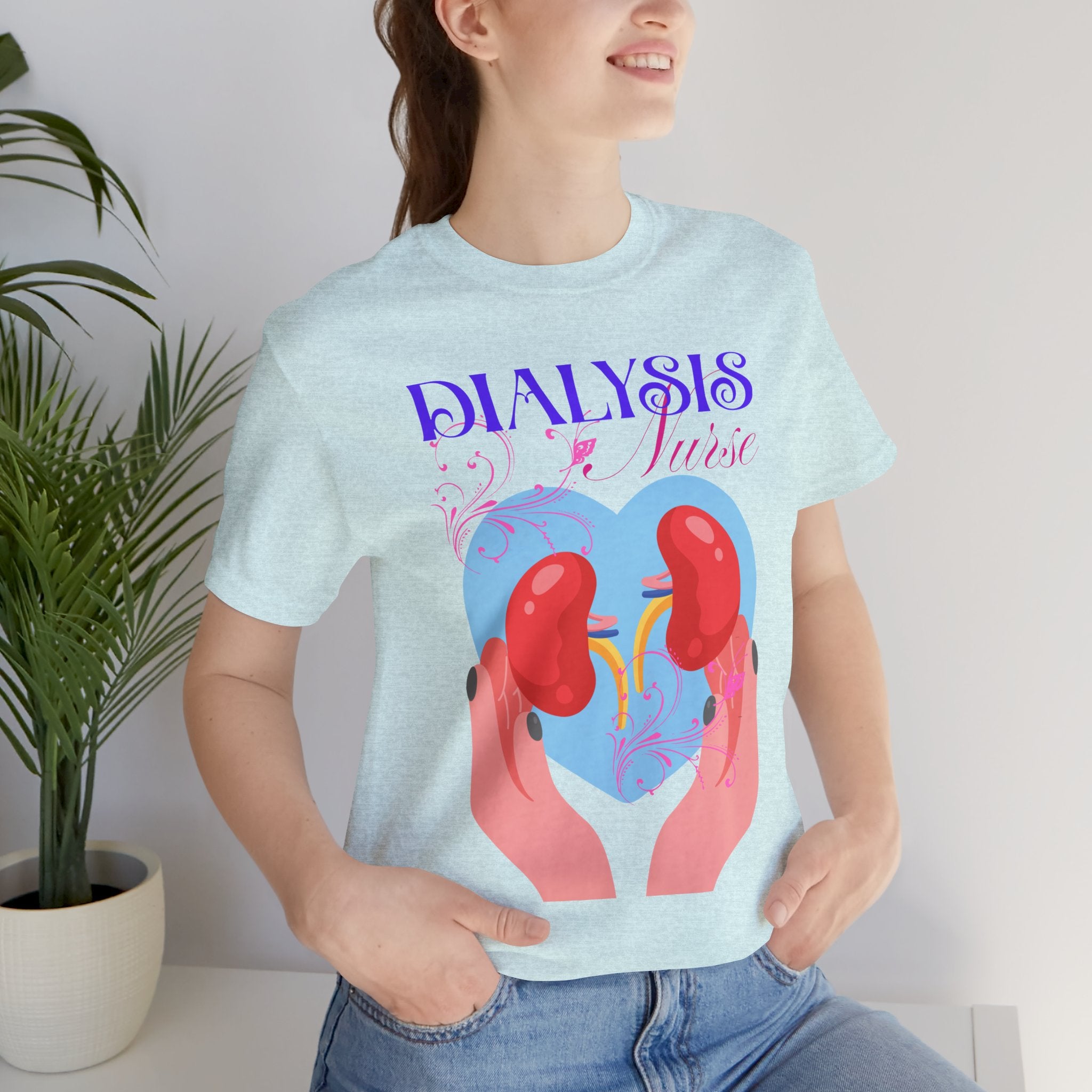 Dialysis Nurse T‑Shirt —Healthcare Gift Ideas Kidney Care Heart Graphic Tee