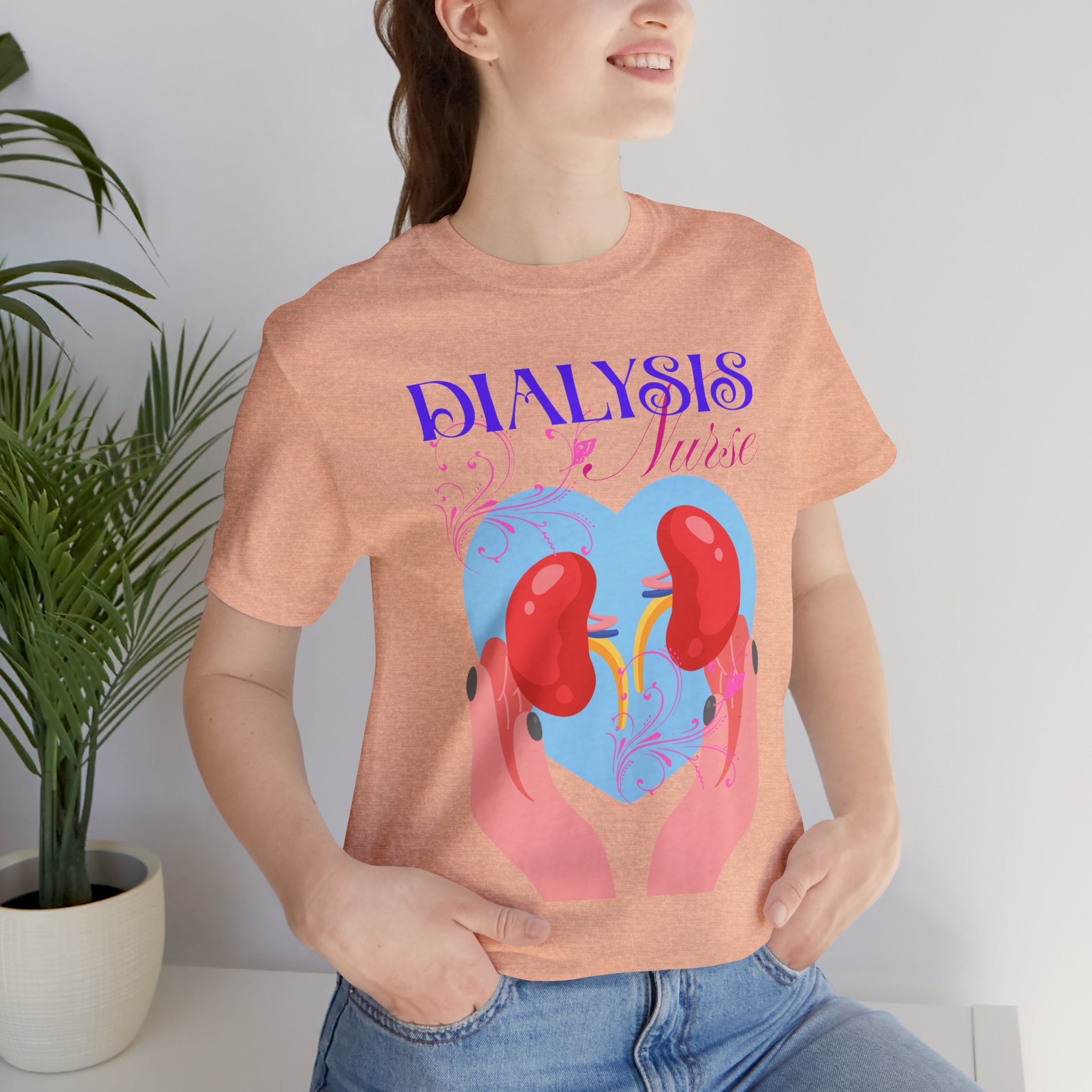 Dialysis Nurse T‑Shirt —Healthcare Gift Ideas Kidney Care Heart Graphic Tee
