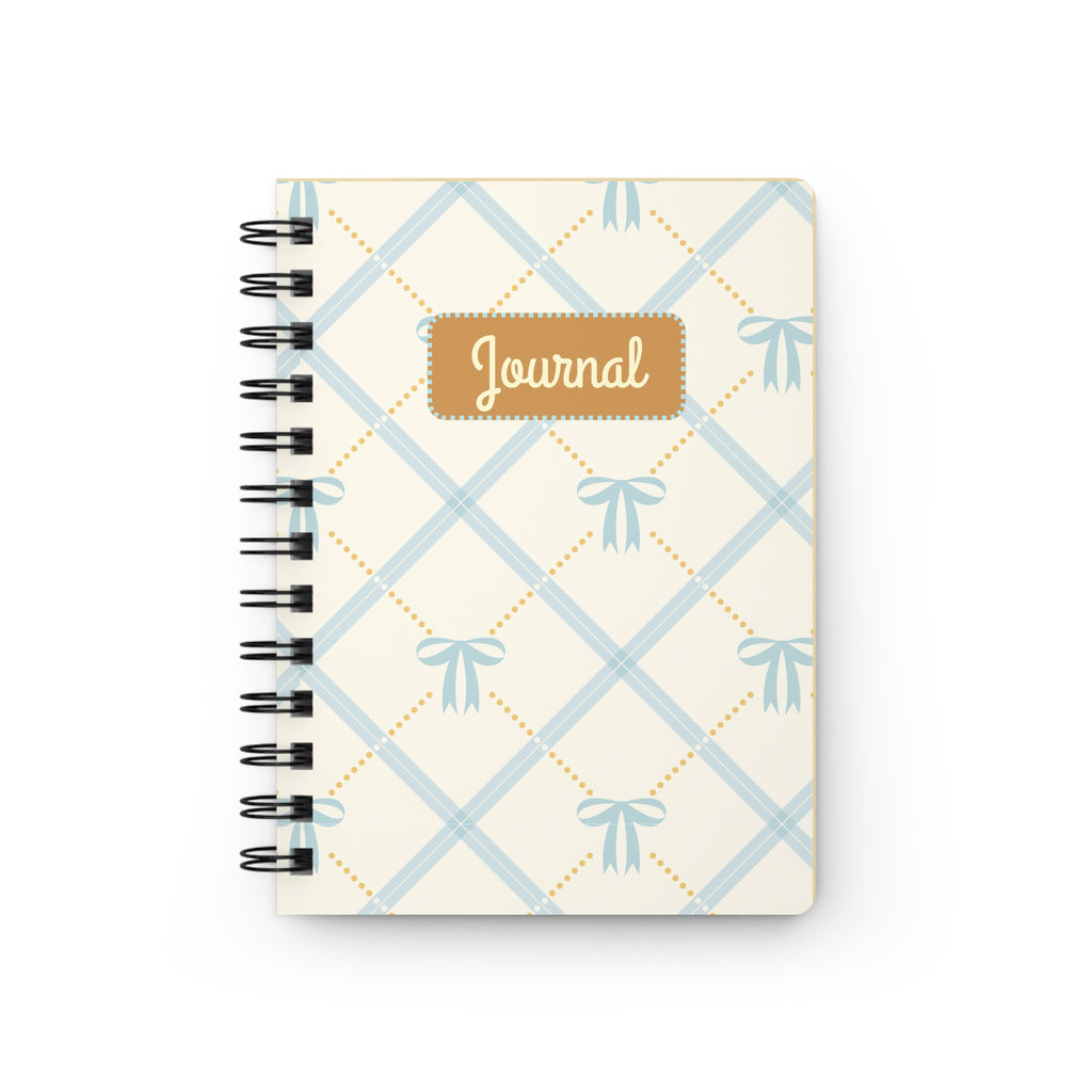 Spiral Journal — Pastel Blue Bow Plaid Notebook ("Journal")