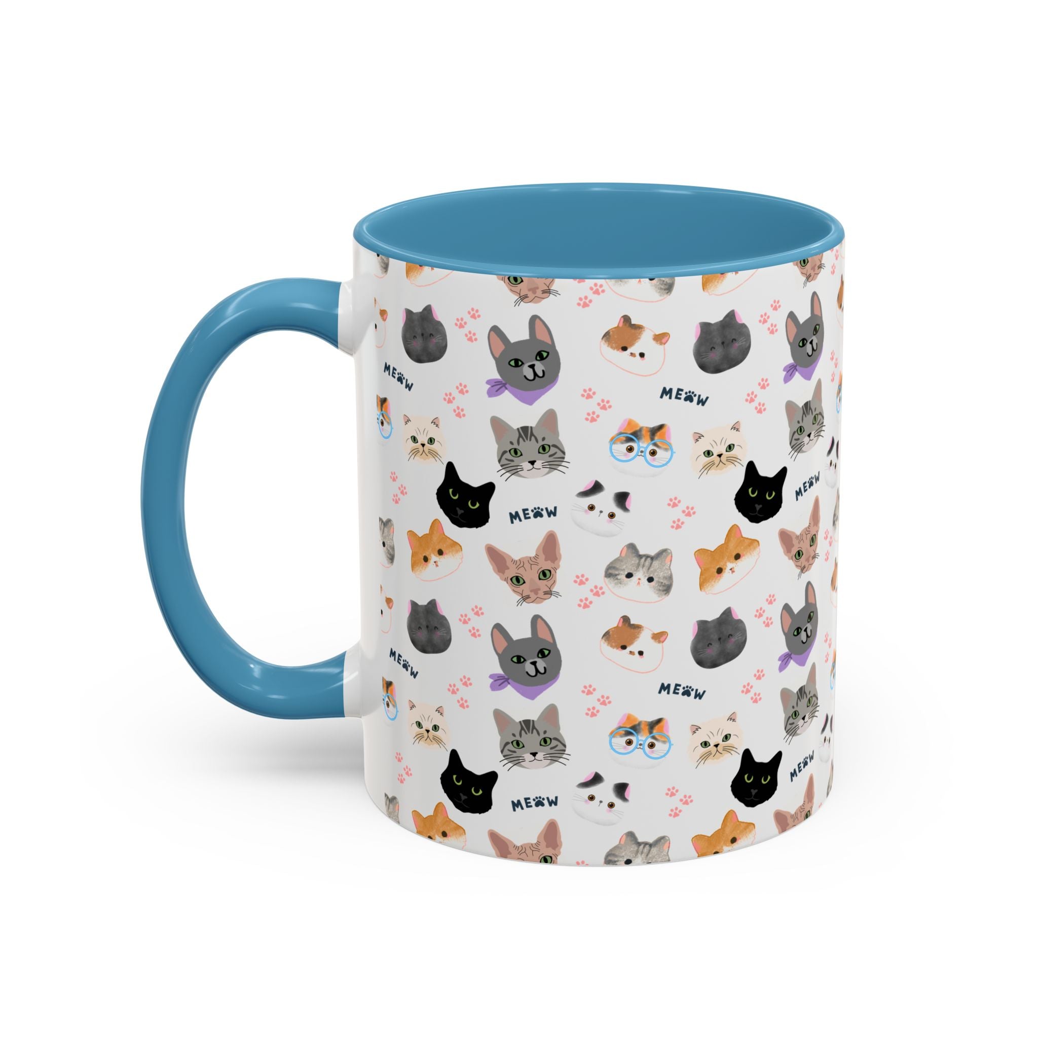 Cute Cat Faces Accent Coffee Mug - 11/15oz