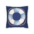 Nautical Lifesaver Throw Pillowcase — Blue Coastal Decorative Pillow Cover