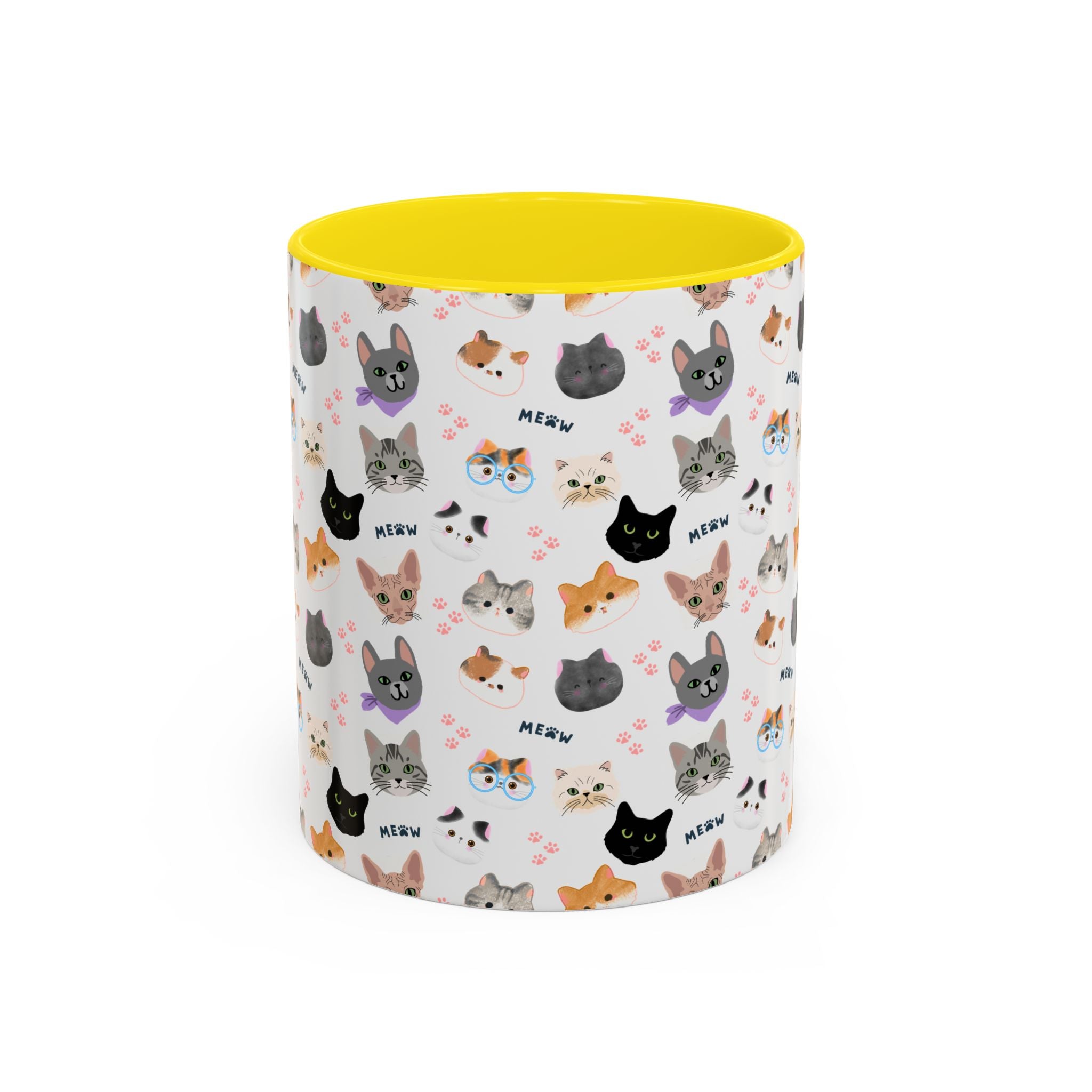 Cute Cat Faces Accent Coffee Mug - 11/15oz