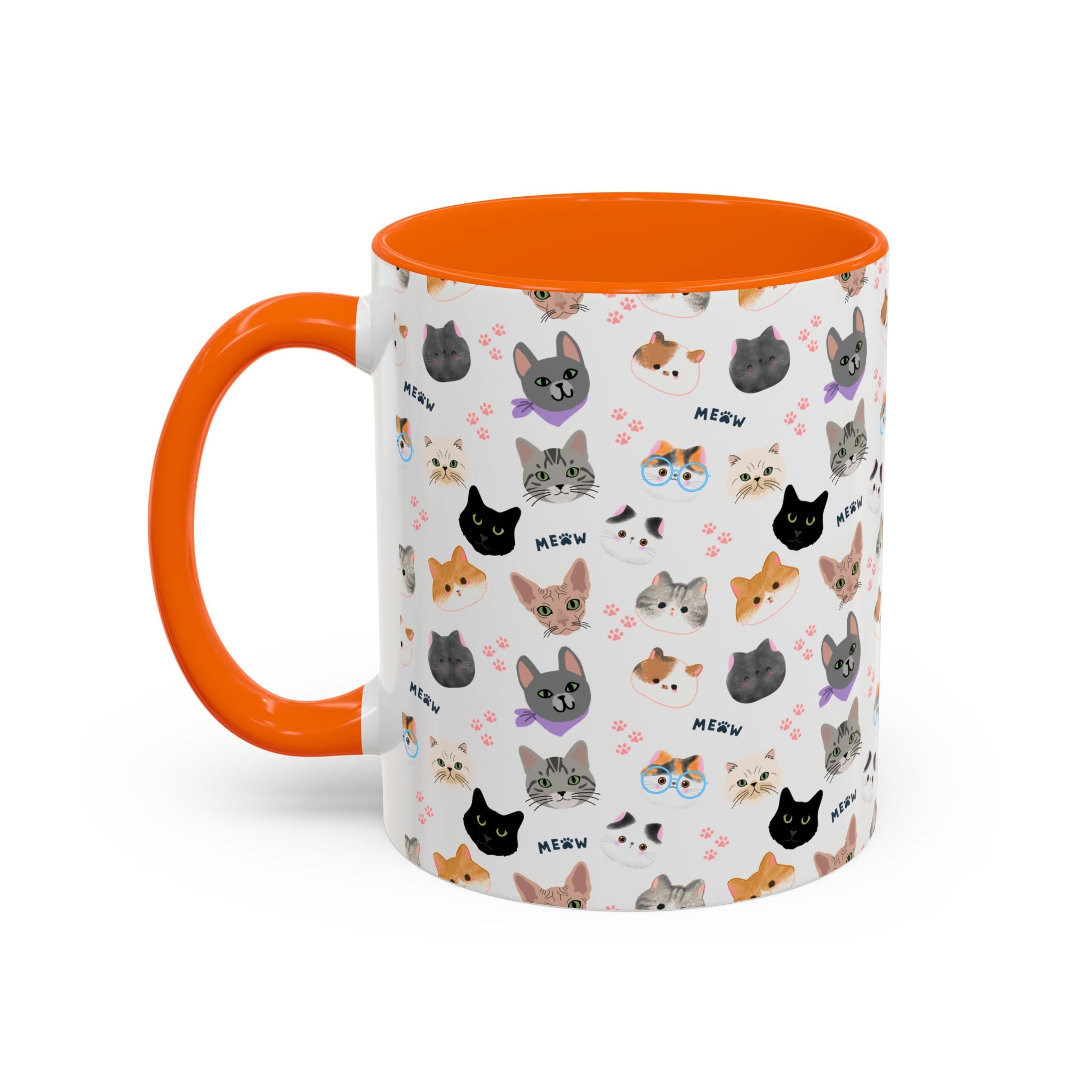Cute Cat Faces Accent Coffee Mug - 11/15oz
