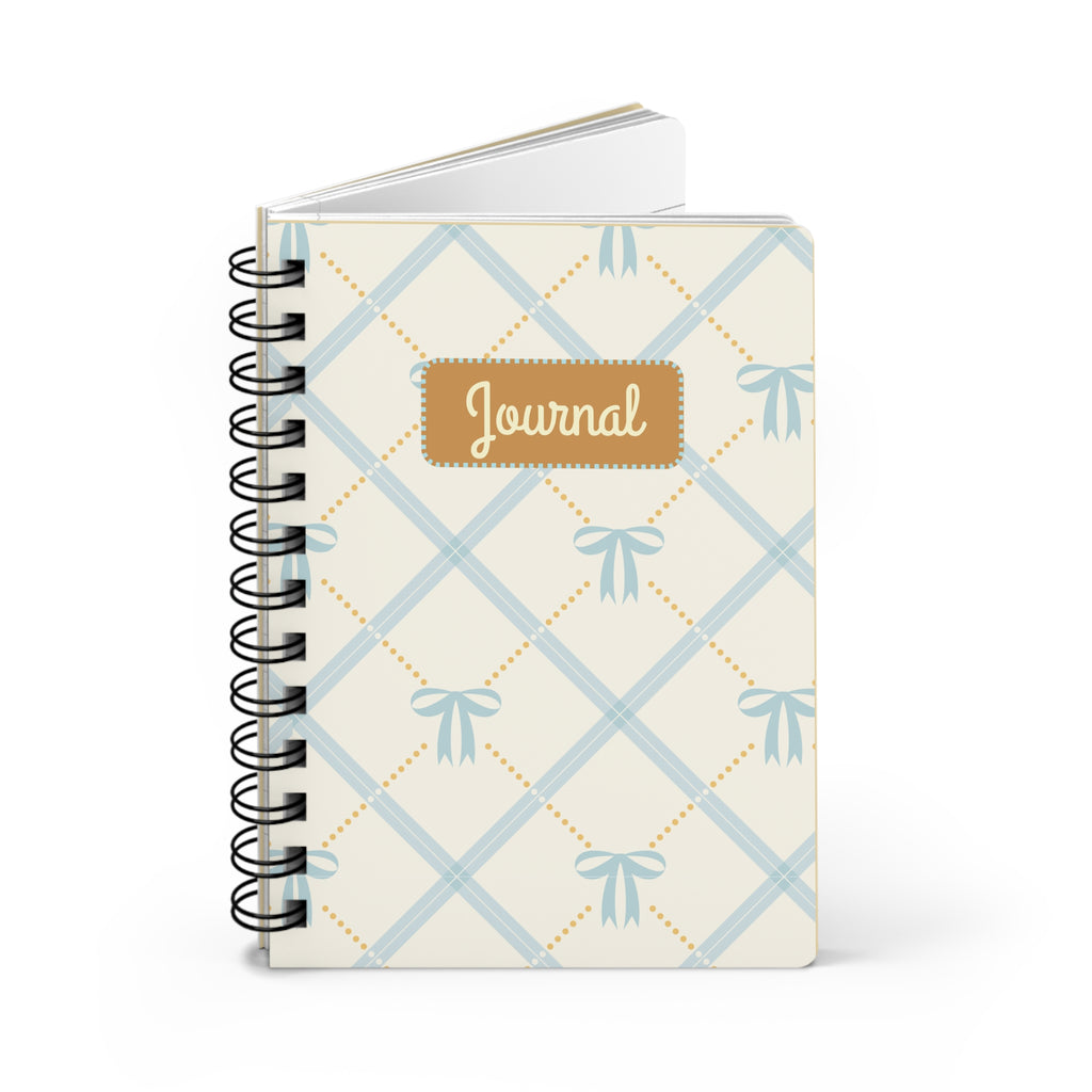 Spiral Journal — Pastel Blue Bow Plaid Notebook ("Journal")