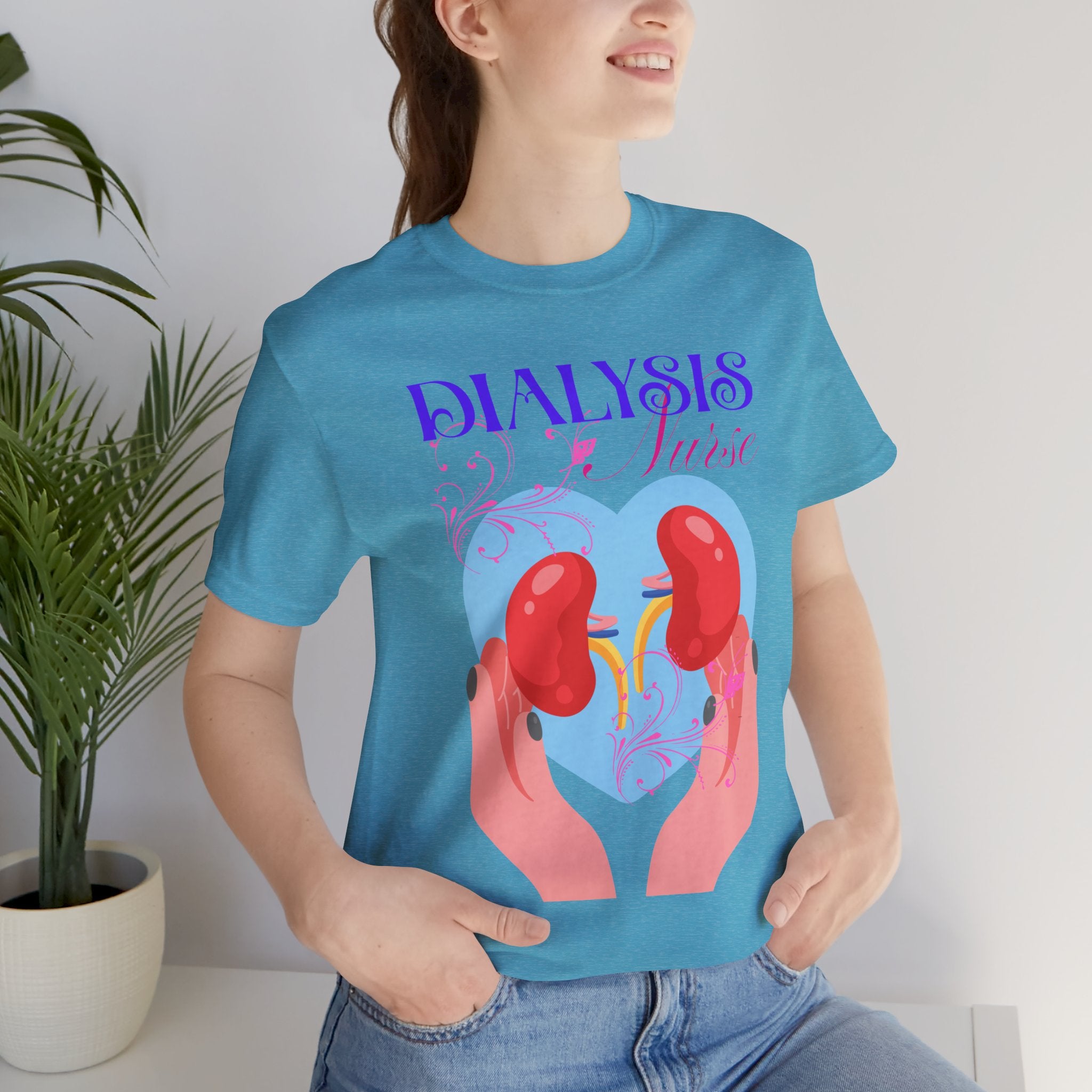 Dialysis Nurse T‑Shirt —Healthcare Gift Ideas Kidney Care Heart Graphic Tee