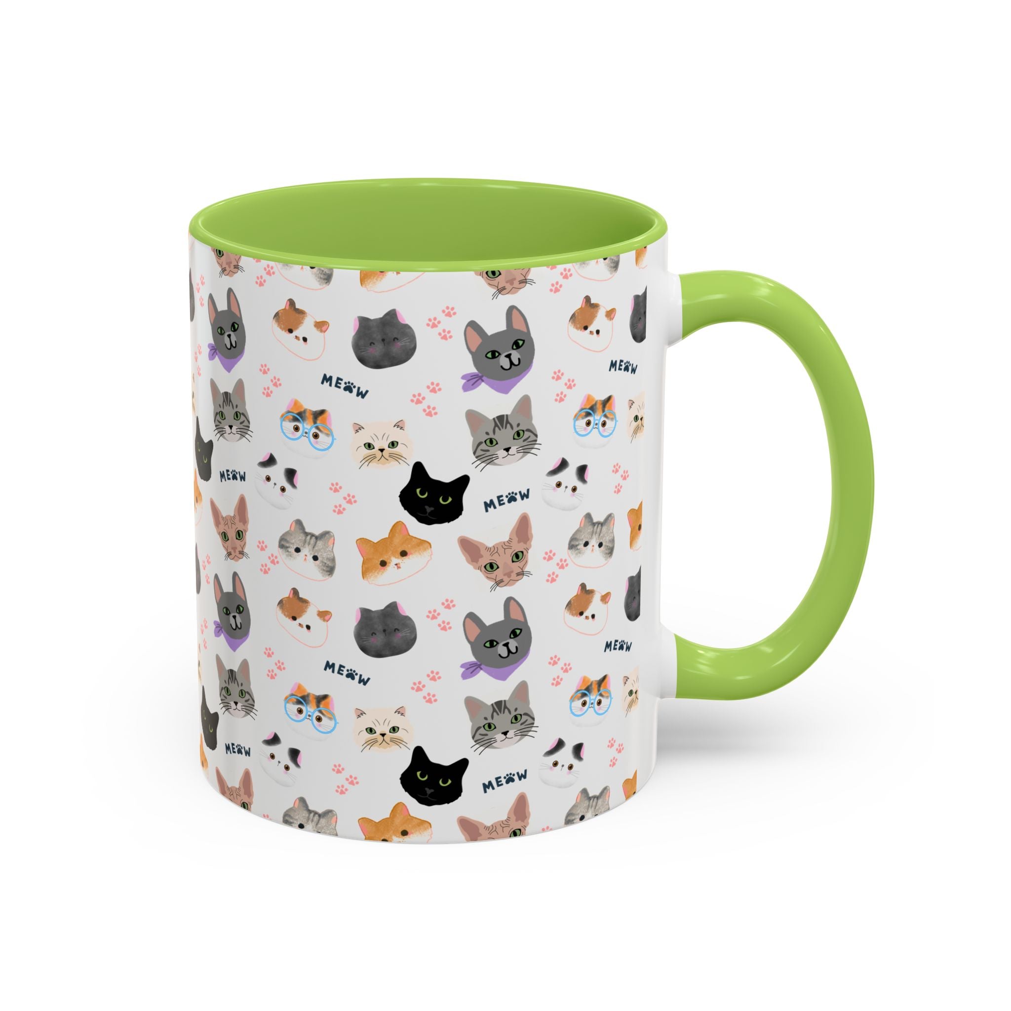 Cute Cat Faces Accent Coffee Mug - 11/15oz