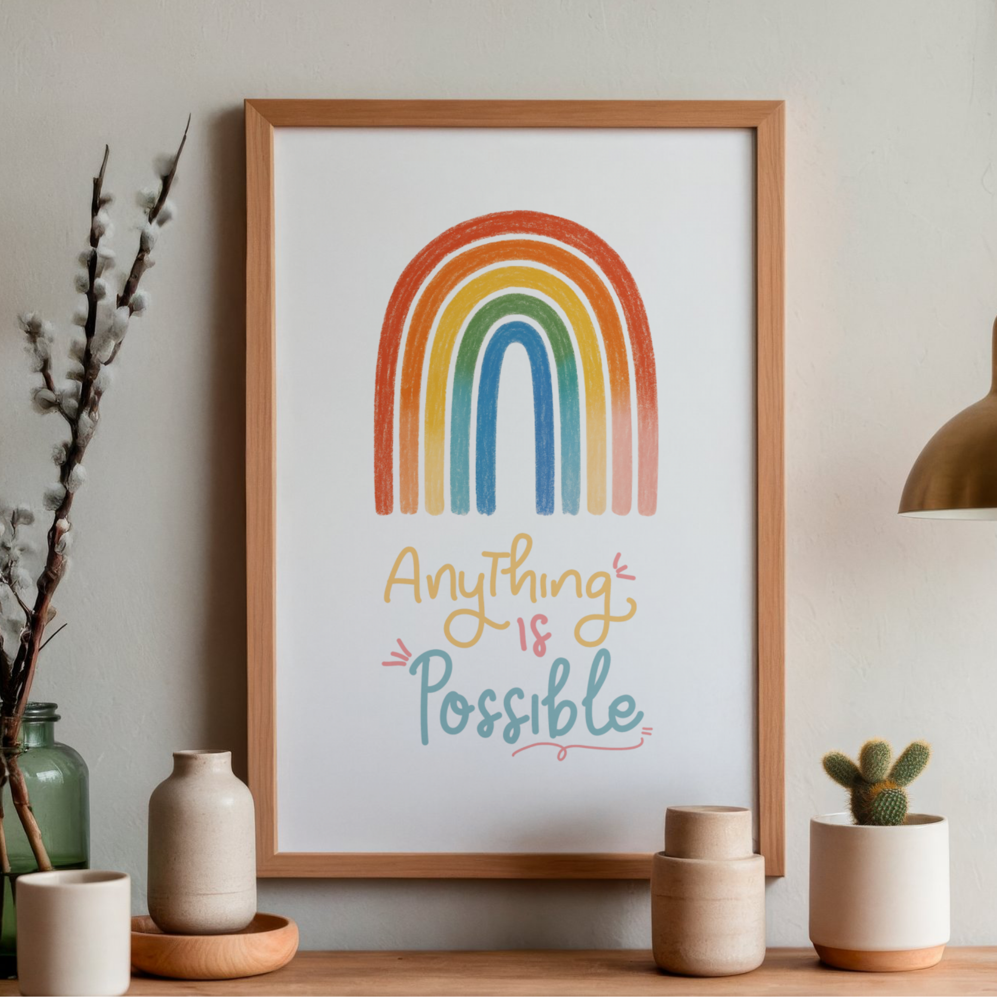Anything is Possible Wall Art Print: Rainbow, Mindfulness, Self-Care (Digital Download)
